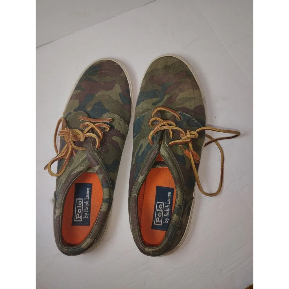 Polo Ralph Lauren Camo Shoes Camouflage Blaze Orange Lace Up 9.5